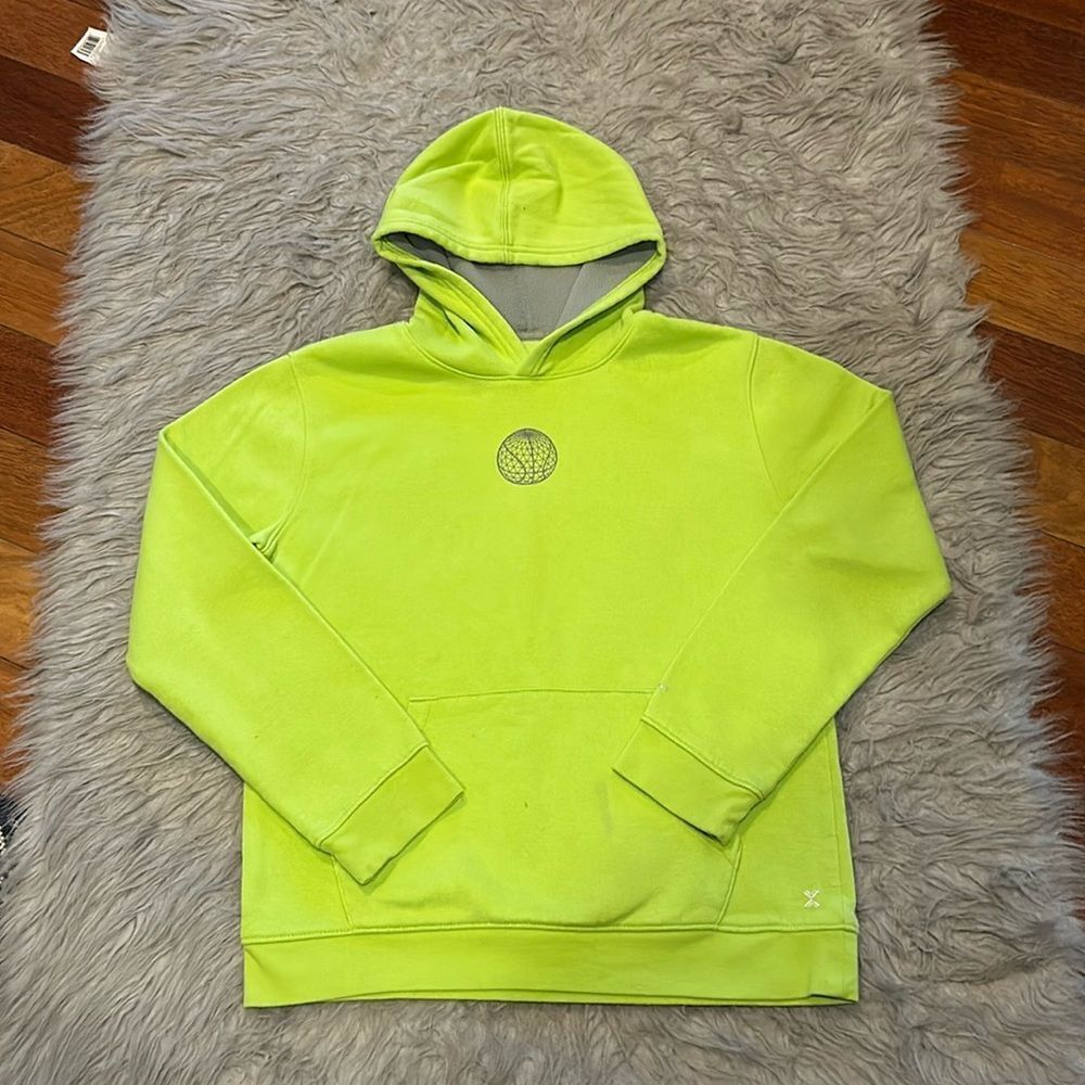 Xersion boys bright‎ green and gray quick dri hooded sweatshirt size large
